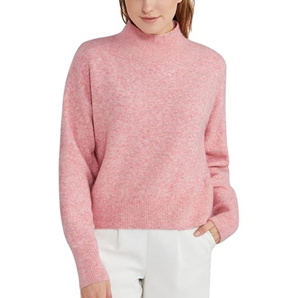 Woolen Bloom Pink Mock Neck Sweater Wool Acrylic Blend Size Large (L) - Picture 7 of 7
